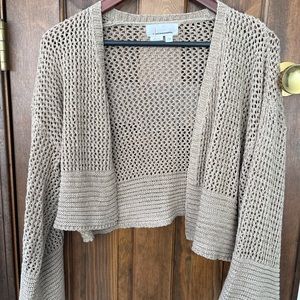 Anthropologie Tan Knit One Size Bolero Style Sweater